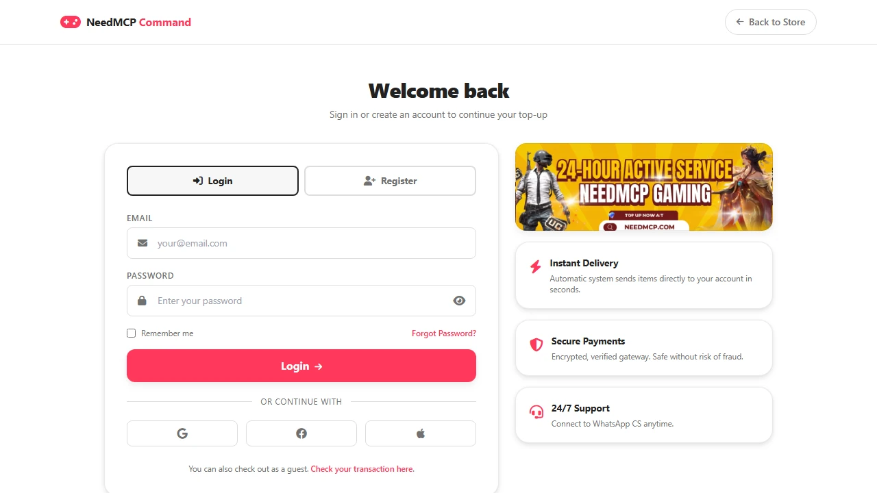 Login Auth Portal desktop wireframe: two column auth screen with the form card on the left and trust badges stacked on the right