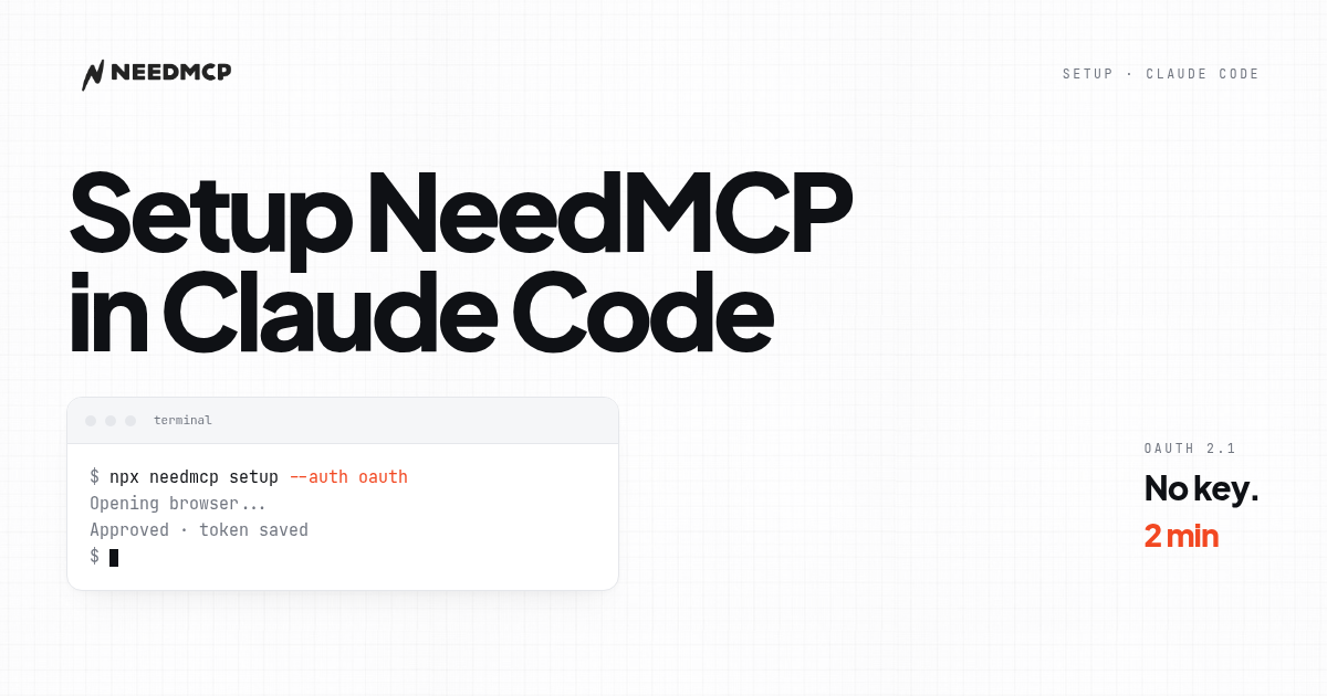 Setup NeedMCP in Claude Code in 2 minutes